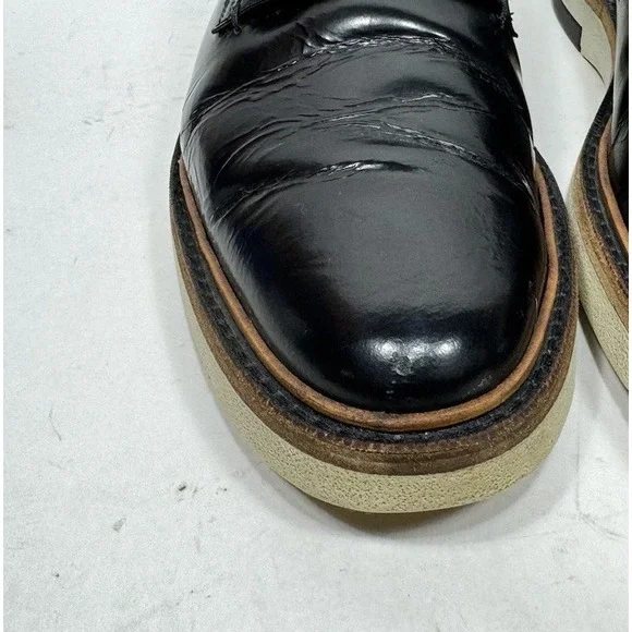 Fendi Roma Black Leather Lace Derby Dress Shoes Men's Size 9 US / 8 UK